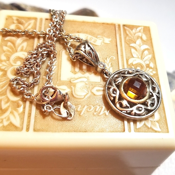 Charles Krypell 18kt 925 Diamond Citrine Necklace - Picture 5 of 8